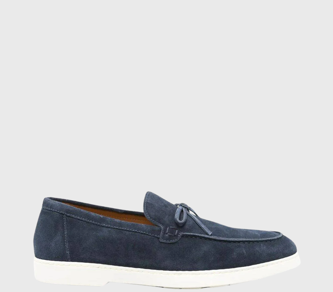 DOUCAL'S Suede Μοκασίνι με Κορδόνι Μπλε