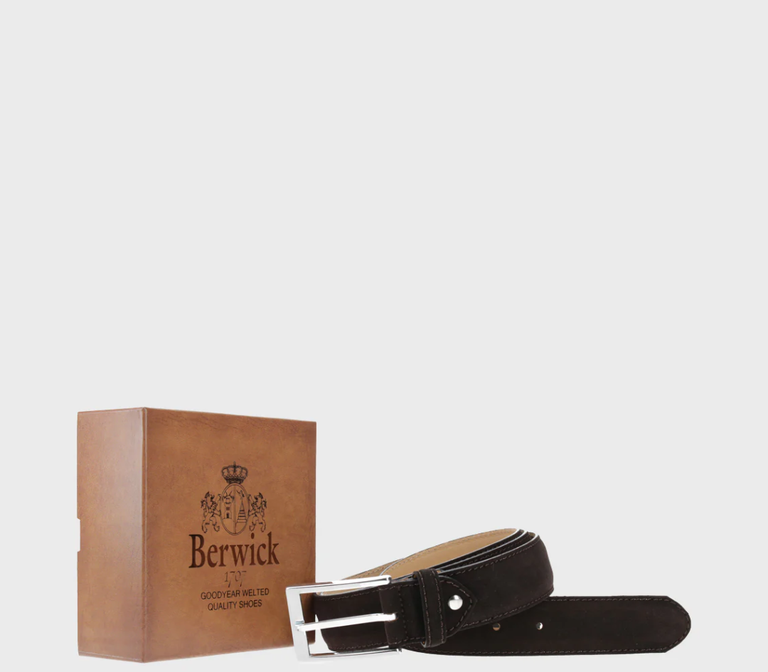 BERWICK Suede Belt Dark Brown