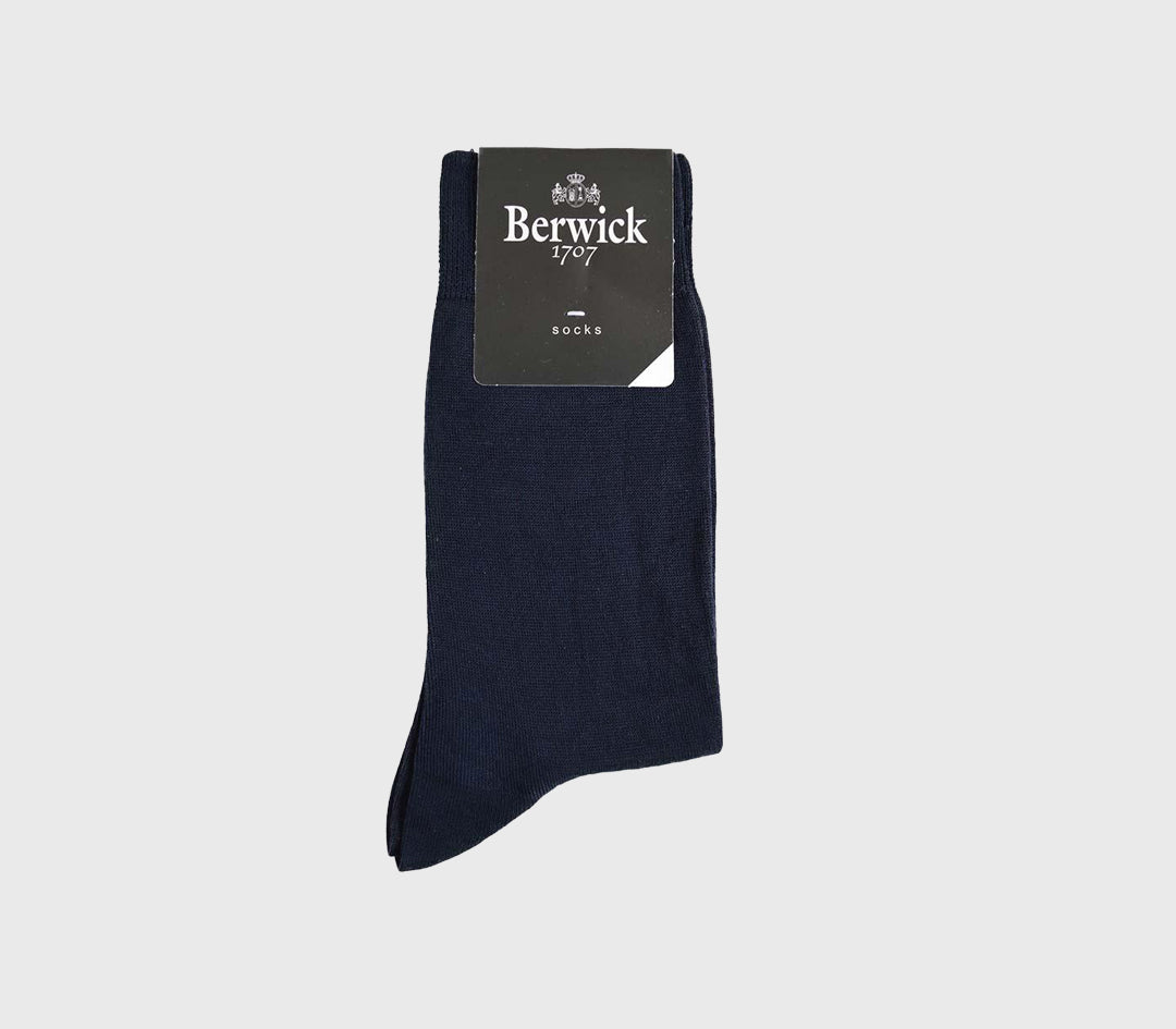 BERWICK Απλή Βαμβακερή Κάλτσα Μπλε